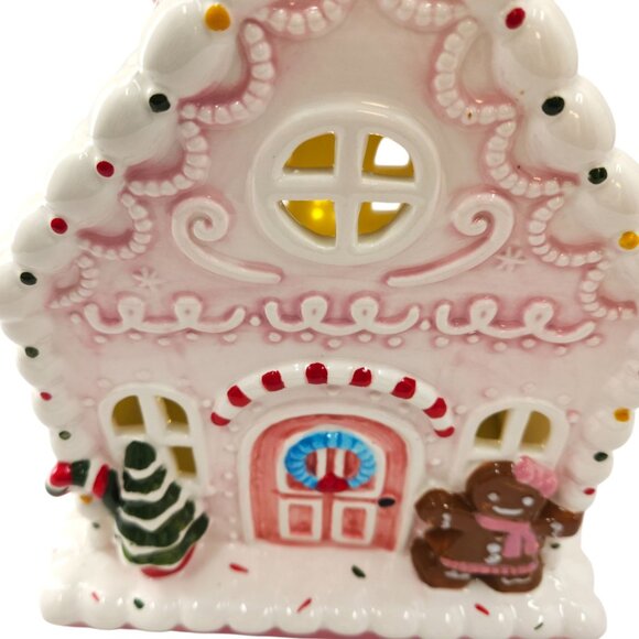 Mr. Christmas Ceramic Gingerbread House Light-Up Hand-Painted - Picture 3 of 15